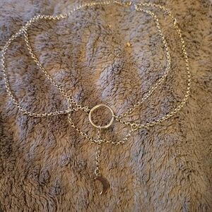 Silver Layered Moon Charm Necklace - Women Jewelry